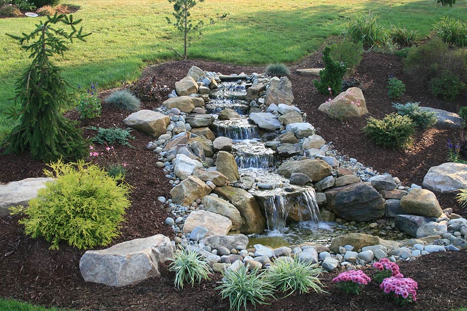 small pond with waterfall